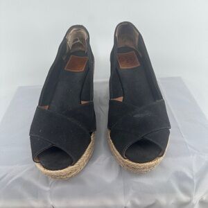 Tory Burch Black Filipa Wedge Espadrilles.